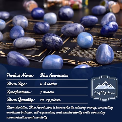 Image of Polished Stone Set Blue Aventurine Crystals, 0.8 inch Handpicked Tumbled Gemstones Rocks, Pebbles for Reiki, Chakra, Healing, Home Decor