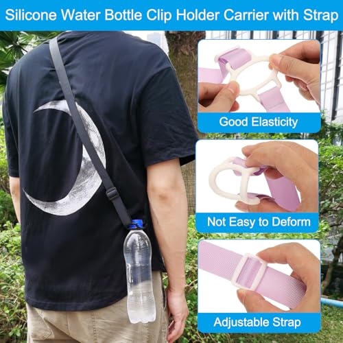 Image of PATIKIL Water Bottle Lanyard, Adjustable Holder Shoulder Strap with Ring Buckle Carrier Clips for Walk Outdoor