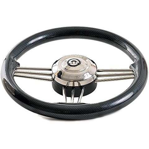 wellenshop Riviera Steuerrad Carbon-Optik und Edelstahl Bootslenkrad Cover