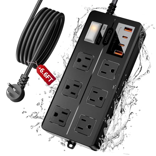 6FT Outdoor Waterproof Power Strip Surge Protector with 6AC Outlets
