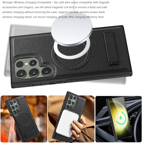Image of Lunivop for Samsung Galaxy S24 Ultra Case 6.8 inch PU Leather Black