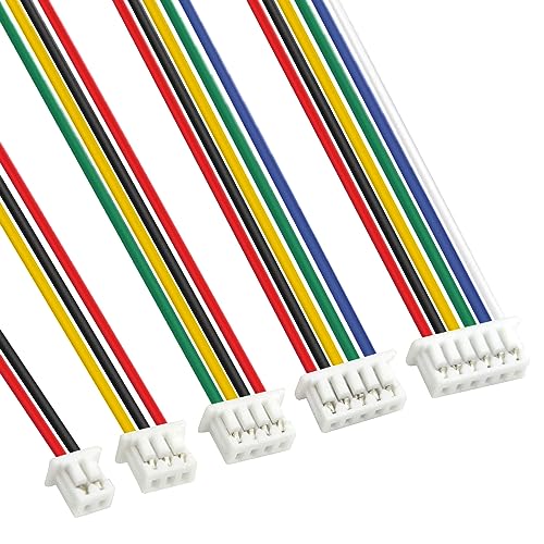 Kit 20 pzas Conectores JST 1.25mm 2p-6p con cable 100mm miniatura 3