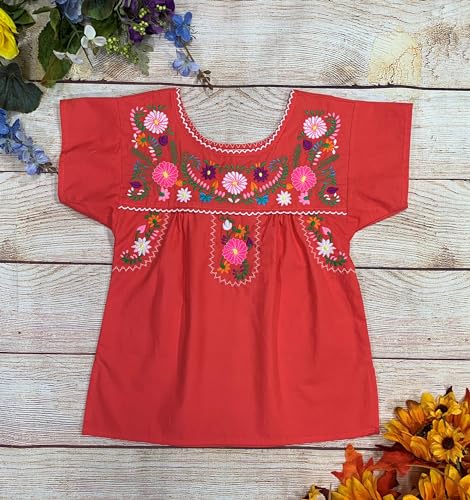 Image of unik Girls Cotton Embroidered Floral Blouse for Birthdays, Cultural Events, Cinco De Mayo