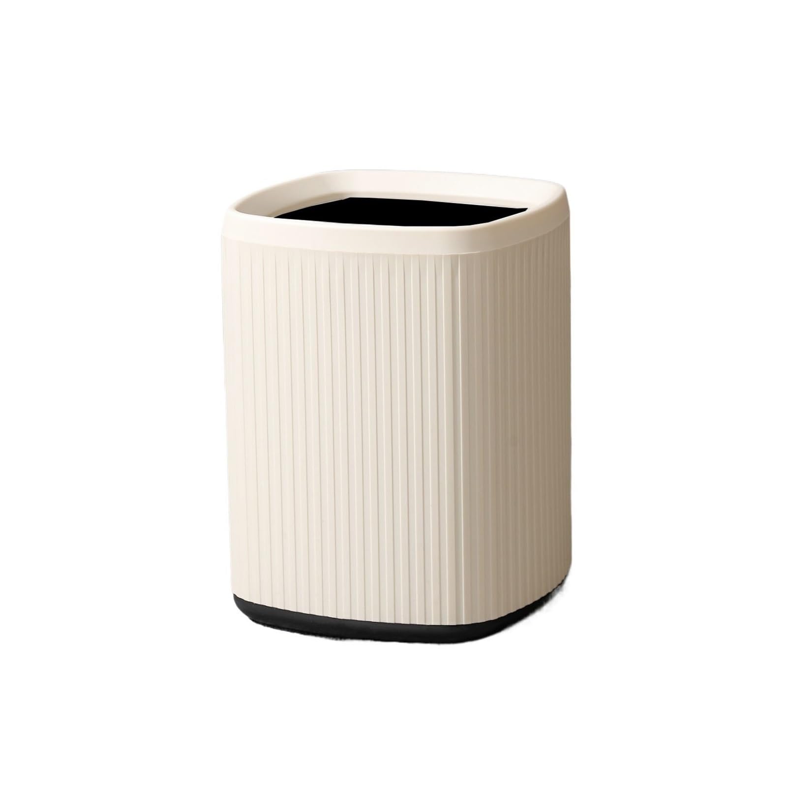 Z4T8M2K6G5 Waste Bin Square Trash Can Bedroom, Open Top Bin Minimalist Black Garbage Trash Can(White)