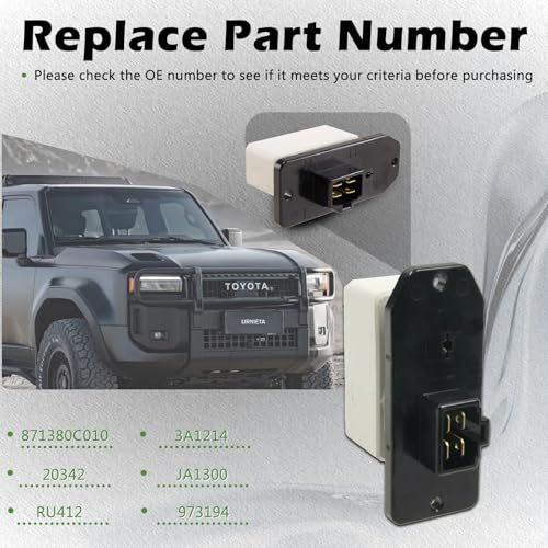 Image of HVAC Heater Blower Motor Resistor Compatible with Toyota 2000-2006 Tundra Replaces 871380C010 3A1214 JA1300 RU1105 RU412 (00 01 02 03 04 05 06)