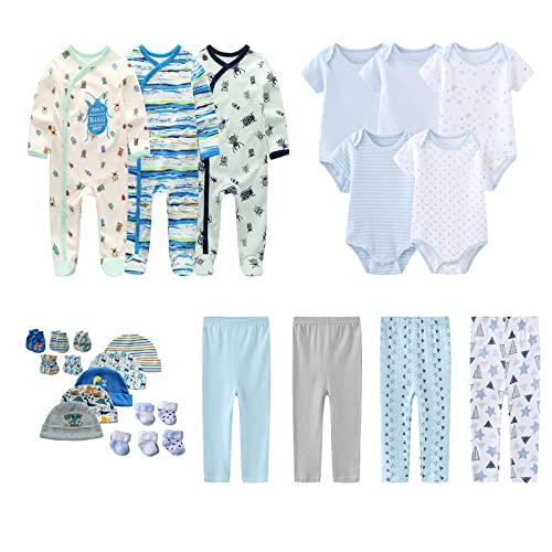 Image of MAMIMAKA Newborn Layette Gift Set 27-Piece Baby Girl Clothes Bodysuits, Pants Essentials and Accessories 0-12Months