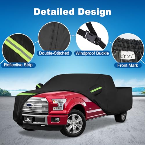 Image of QUNSUNUS Truck Cover for Ford F150 SuperCrew 5.5ft&6.5ft Bed and Regular Cab 8ft 2004-2025, Waterproof F150 Truck Cover with Zipper, Compatible with RAM 1500 Crew Cab 6.4ft 2019-2025