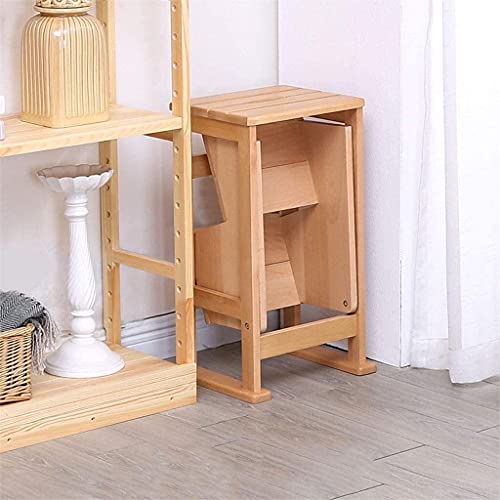 Taburete de madera escalera portátil de 3 niveles para cocina y hogar 5