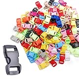 CooBigo 200pack Assorted 3/8' Curve Contoured Side Release Buckle for Parachute 550 Cord Paracord Bracelet Pets Collar Strap Webbing Sewing Accessories FLC003