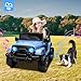 MINIATURE MOTORS 12V Kids Electric Ride on Truck Car Remote Control, Twin 35W Motors 3.5MPH Max Speed, Bluetooth USB Music Player, 4 Wheels Suspension LED Lights Safety Belt, Gift for Boy & Girl-Blue