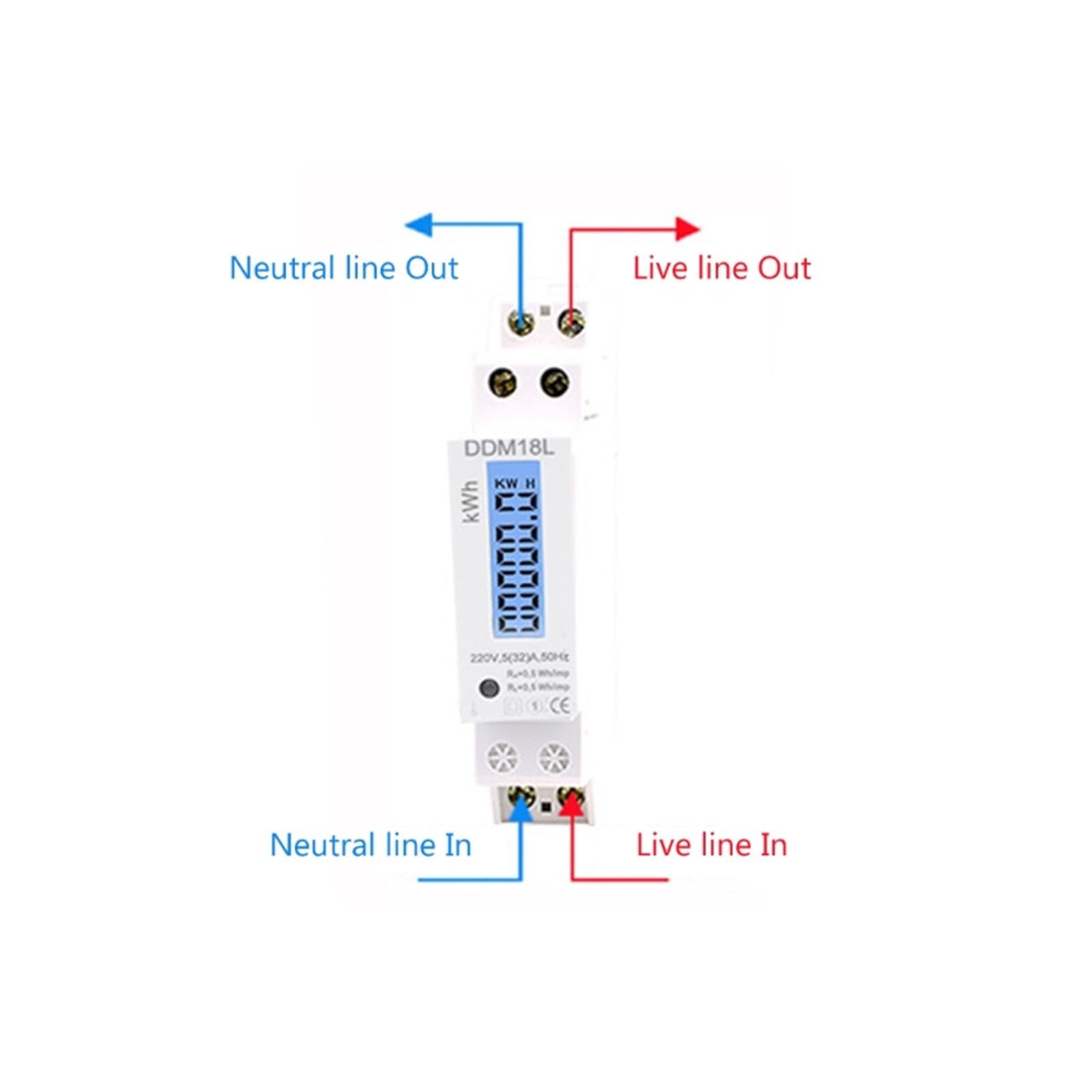Medidor Inteligente Monitor De EnergíA Metro De La Energía del Consumo De Energía De La Electricidad del Carril del Dinar De La Monofásico De LCD Digital