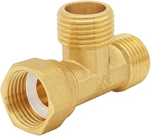 Toilet Diverter Valve Brass T Shape Adapter Connector, G1/2" Hose Fitting Tee 3-Way Diverter For Angle Valve Hose Toilet Bidet Sprayer Shower Arm