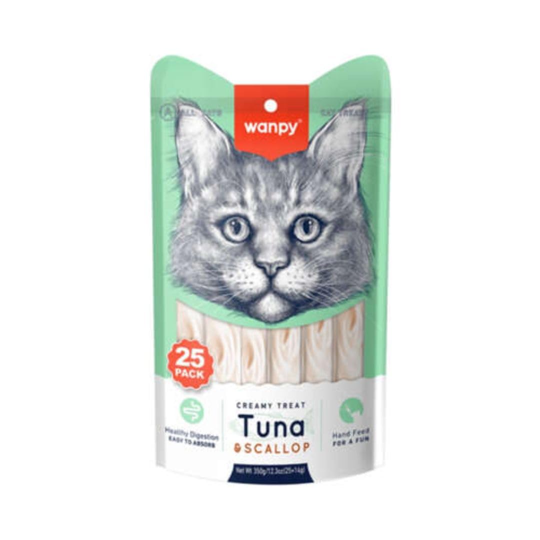 Wanpy Creamy Lickable Cat Treats Tuna & Scallop Flavor (14g x 25pc)