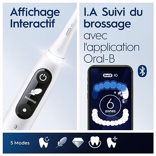 Oral-B Oral Health Center Hydropulseur Dentaire et Brosse à Dents Électrique iO6, Jet Dentaire, 1 Canule Oxyjet, 1 Canule Water Jet, 4 Jets d'Eau et 5 Pressions, 2 Brossettes, Rechargeable