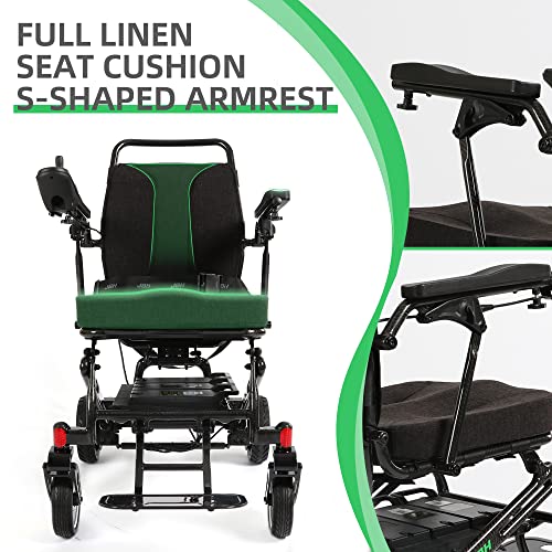 Jbh Lightweight Carbon Fiber 39Lbs Folding Electric Power Wheelchair, Compact Dual Battery&2 Strong Motors, Aviation/Train/Cruise Ship Travel Motorized Wheelchair, Portable Foldable Carry Wheelchairs #TOP3