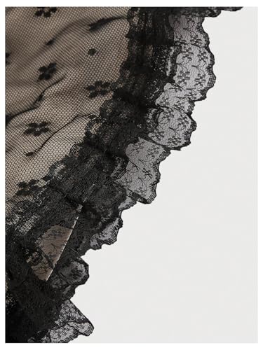 SOLY HUX Women's Y2k Lace Mesh Cami Tops V Neck Spaghetti Strap Ruffle Hem Peplum Camisole Tops4