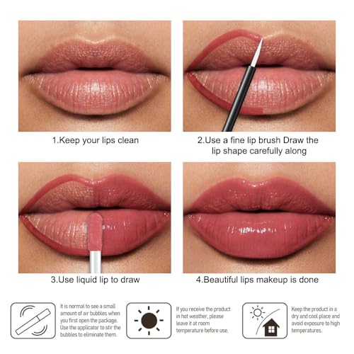 Image of evpct Dirty Pink Shiny Longwear No-Budge Liquid Lip Color Lipstick Makeup, Highly Pigmented Color Instant Shine, Waterproof Long Lasting Lipstick for Women, Lip Stain Gloss with Lip Liner Brush, 08#
