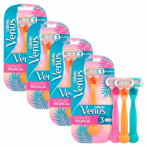 Gillette Venus Tropical Women's Disposable Razor, 3 Count (Pack of 4)