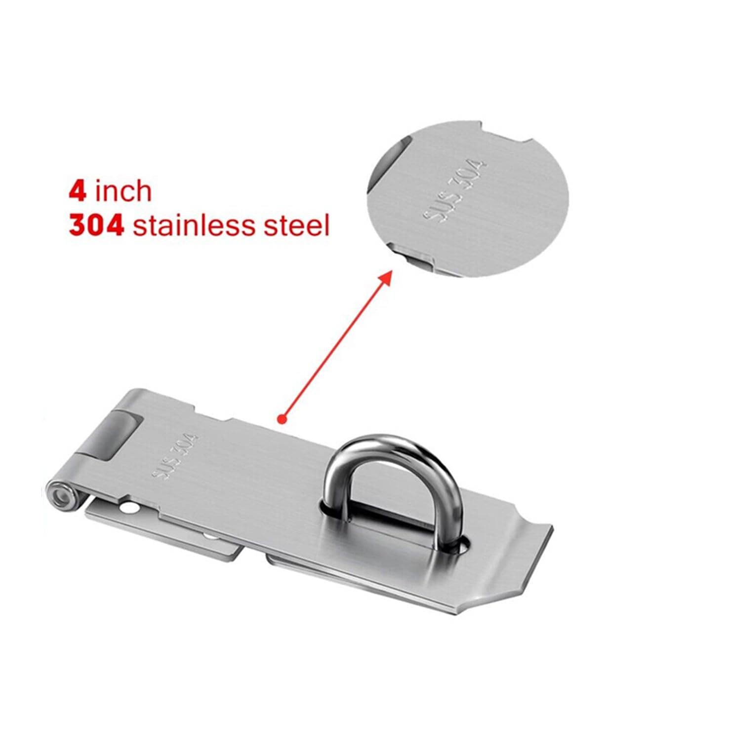 Cerradura Puerta con Candado y Tornillos，4 Pulgadas Candado Cerrojo de 304 Acero Inoxidable，Antirrobo Candado Grapas se puede Utilizar para Puertas, Ventanas, Jardines, Galpones