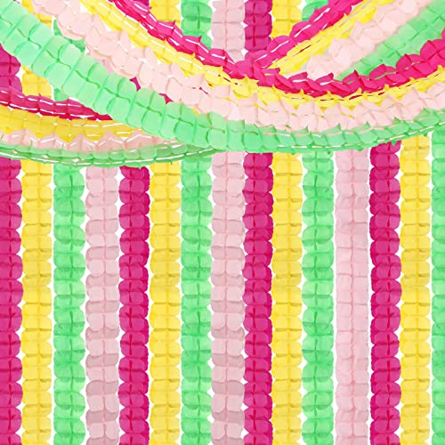 Image of Hawaiian Luau Party-Decorations Streamer Garland - 157Ft Tropical Aloha Theme Supplies Four-Leaf Clover,Rose Red Pink Green Yellow Hanging Banner,Spring Summer Beach Birthday Baby Shower Decor Hugtmr