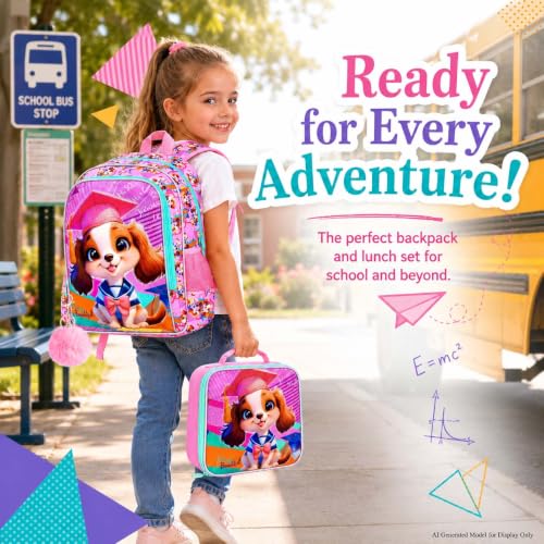 Image of AGSDON 3PCS Backpacks for Girls, 16 inch Elementary Kids Backpack Preschool School Bookbags and Lunch Box