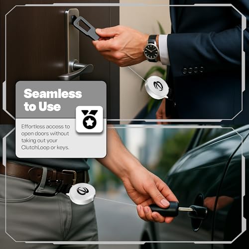 Image of ClutchLoop Anti-Theft Phone Tether - Universal Adhesive Anchor, Retractable Steel Line and Locking Carabiner