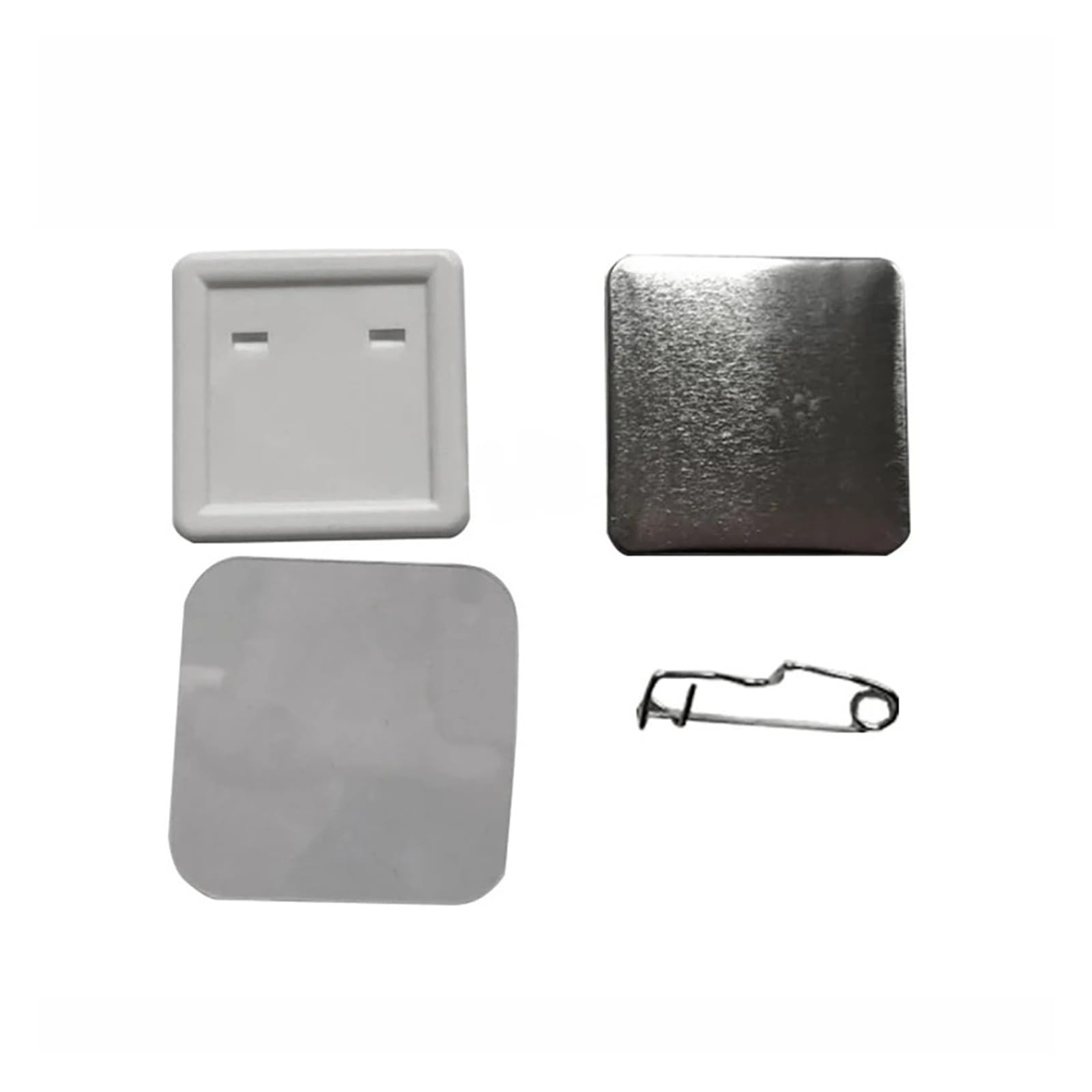 100 szt./zestaw 50 * 50 mm kwadratowych odznak z tyłu guzika części do maszyny produkcji guzików metalowe materiały ​​produkcji pin Wszechstronność dla rzemiosła