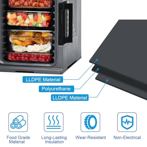 Caja calentadora de alimentos calientes con ruedas, transportador de alimentos aislado para catering, bufé, restaurante, cantina, solución de transporte térmico