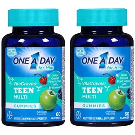 One A Day Vitacraves Teen for Him, 60 Count - Buy Packs and SAVE (Pack of 2)