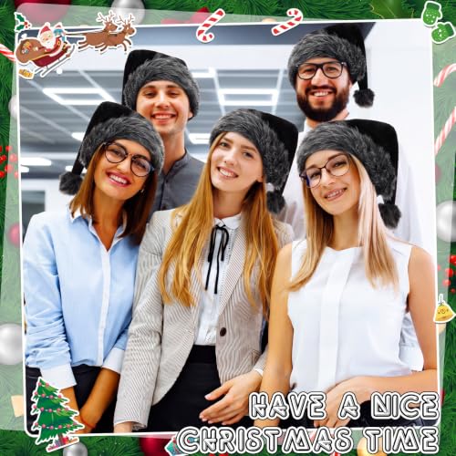 Image of Vicenpal 20 Pcs Santa Hats Bulk for Adults, Grey Black, Classic