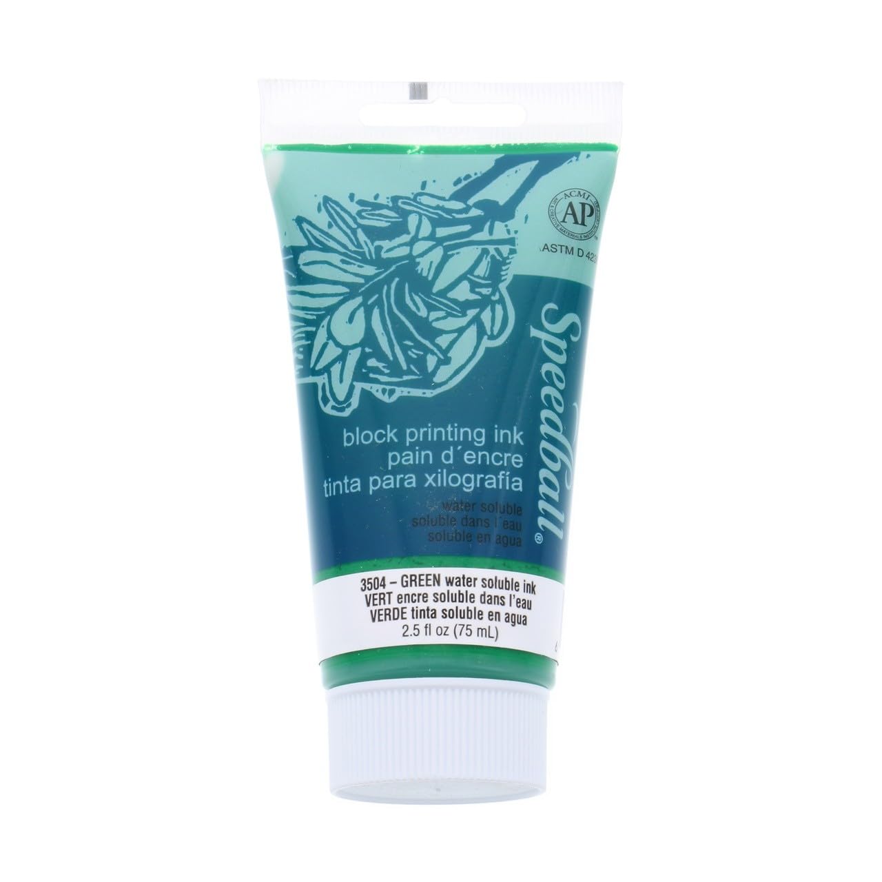 Speedball 75ml 2.5oz Water-Soluble Block Ink Green, For Block Printing, Lino Printing, Screen Printing, For Artists Kit
