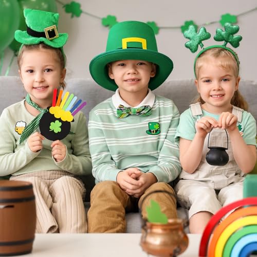 Image of FYSUIMU St. Patrick's Day Pins Green Gnome Shamrock Clover PVC Plastic Brooch Pins for Irish St. Patrick's Day Party Decorations Supplies Goodie Bag Stuffer 24 Pcs