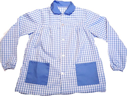 ESCOLAIN - Mandilón Bicolor Colegio para Niño - Color - Cuadro Grande en Azul Blanco y Azul en Cuello y Bolsillo - Talla - 4