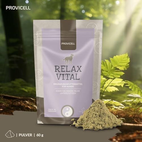 Provicell | Beruhigungsmittel für Hunde I Ideal für Silvester & Urlaub I Natürliche Entspannung mit Baldrian und Melisse I Mit Tierärzten in Deutschland entwickelt | RelaxVital Pulver 60 g