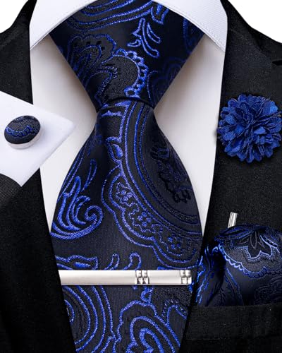 Image of DiBanGu Silk Zipper Ties for Men, Formal Pre-tied Necktie | Adjustable Tie,6PCS,Various Design Styles,Jacquard Woven,Skin-friendly,Practical Gift,Great for Wedding Party,Business Formal