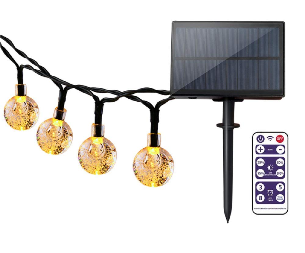 UPOOM Solar String Lights Outdoor 24FT 50LED Crystal Globe Garden Decorative Lights Waterproof Indoor Outdoor Fairy Lights for Garden, Patio, Yard, Christmas (Warmwhite-old)