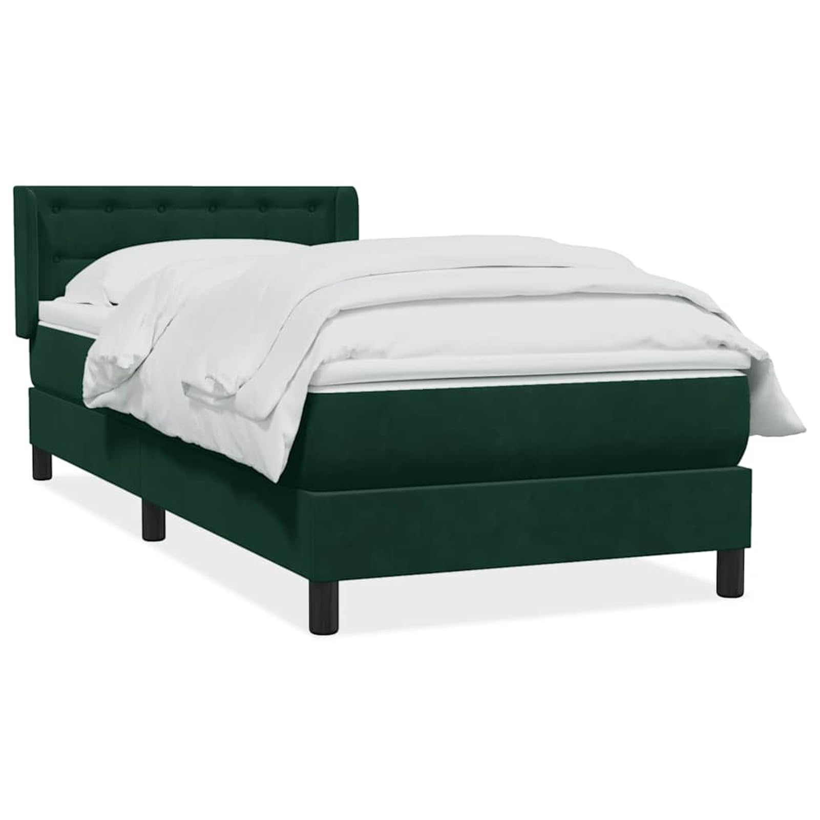 ATOMSTACK MAKER Letto a molle, 80 x 220 cm, con materasso a molle insacchettate, rivestimento in velluto verde scuro, testiera regolabile in altezza, coprimaterasso traspirante, per un sonno riposante