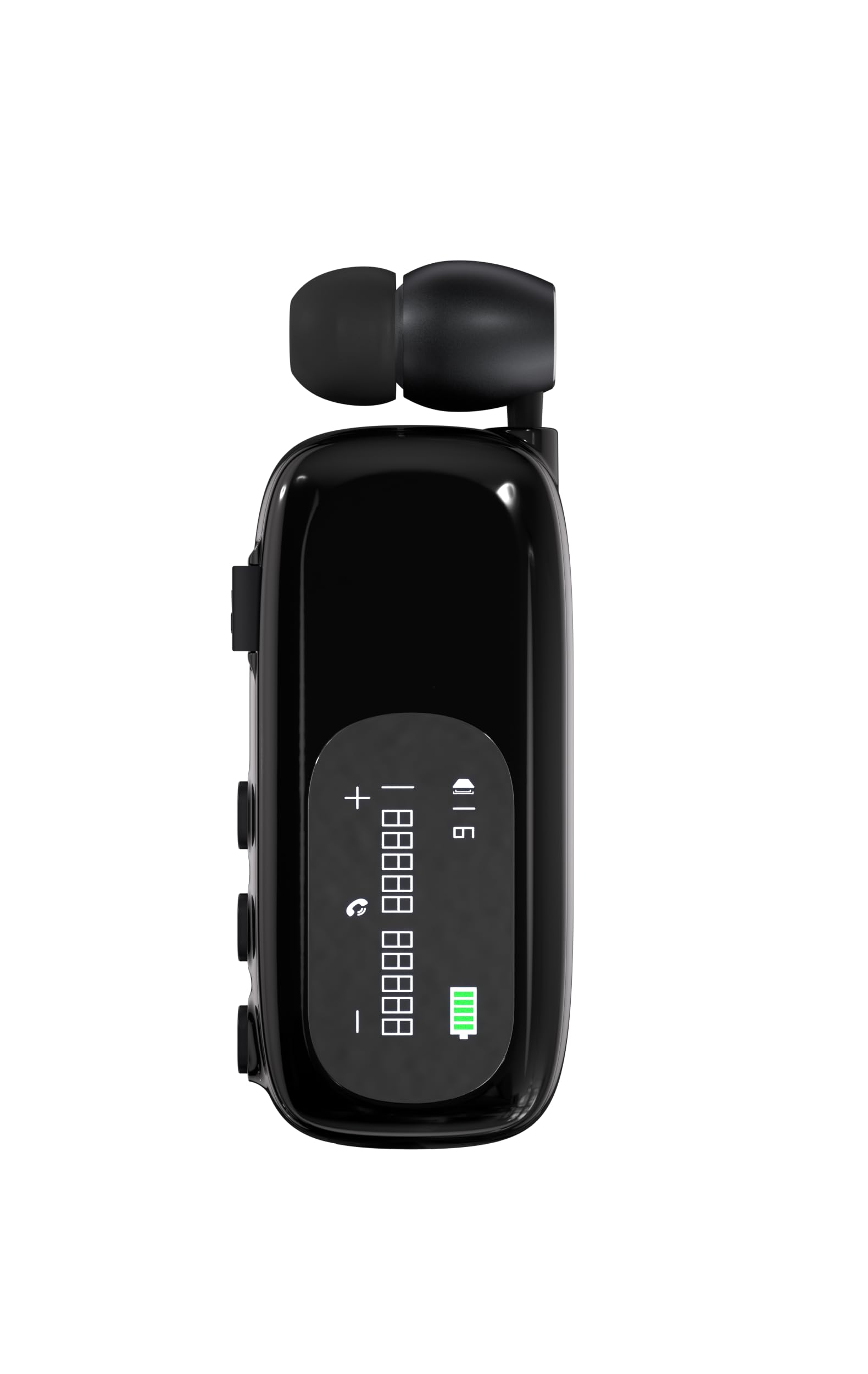 Bluetooth Business Headset mit Einziehbarem Kabel, Kabelloses Headset mit Mikrofon, Kabelloses Lavalier-Headset mit LCD-Display, Bluetooth 5.4, Verbindung zu 2 Mobiltelefonen (Schwarz)
