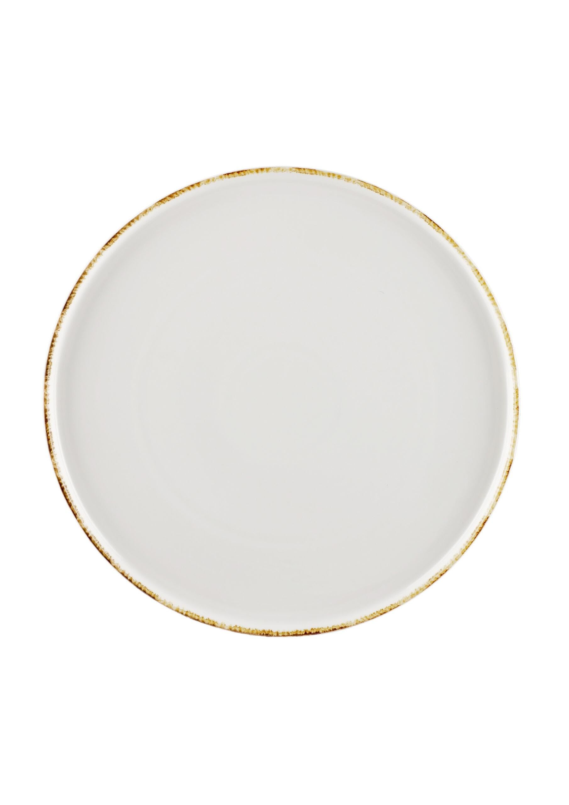 METRO Professional Assiette à Pizza en Porcelaine Ateo, Beige avec Bord Marron, Ø 31 cm, Lot de 4