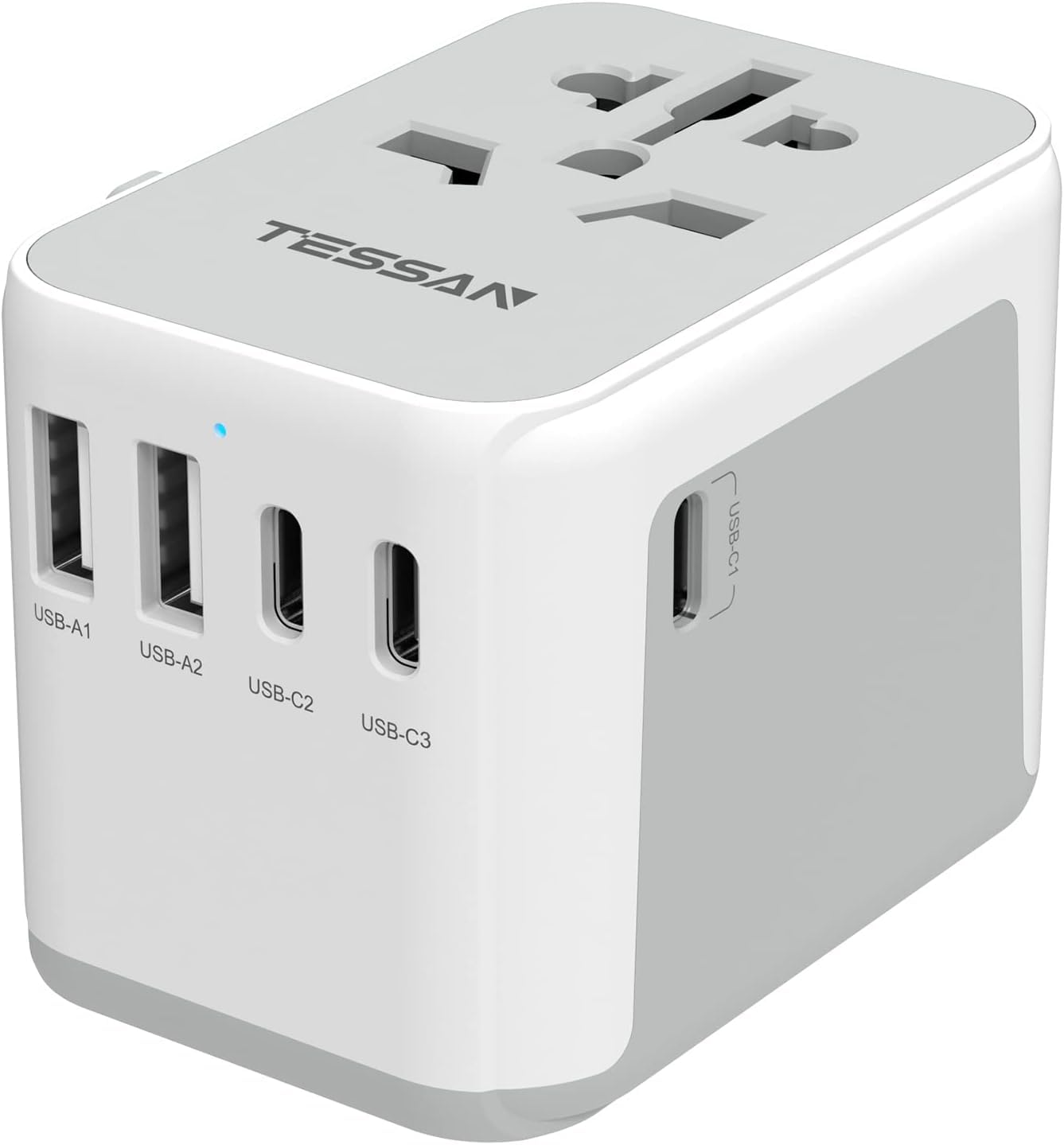 TESSAN Universal Adapter, Worldwide Travel Plug Adaptor with 2 USB A and 3 USB C Ports, International Travel Adapter for EU, UK, USA, AU, Power Socket Charger for Multi Countries