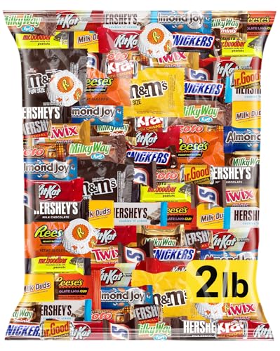 Chocolate Candy Variety Pack 2 LB Bulk Bag – Approx. 90 Individually Wrapped Treats – Assorted Milk & Dark Chocolate, Peanut Butter, Wafer & Coconut Mix – Perfect for Parties, Gifts & Sharing