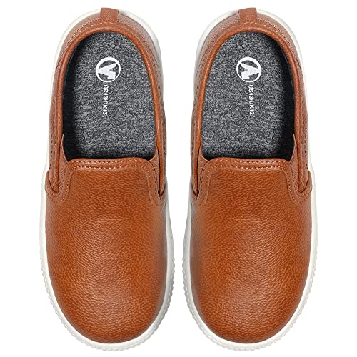 HOMEHOT Boys Slip on Sneakers Casual Dress Shoes Faux Leather Loafers (Toddler,Big Kids, Little Kids) Color Brown Size 10 by HOMEHOT - Used condition - Image 6