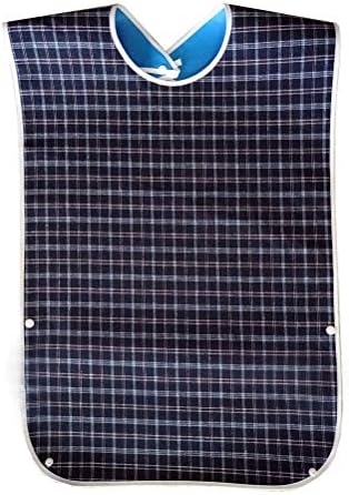 pengxiaomei Adult Bibs,Adult The Eldly Bib Adult Washable Dining Bibs for Elderly Blue