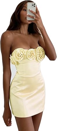 Womens Strapless Homecoming Short Prom Gown