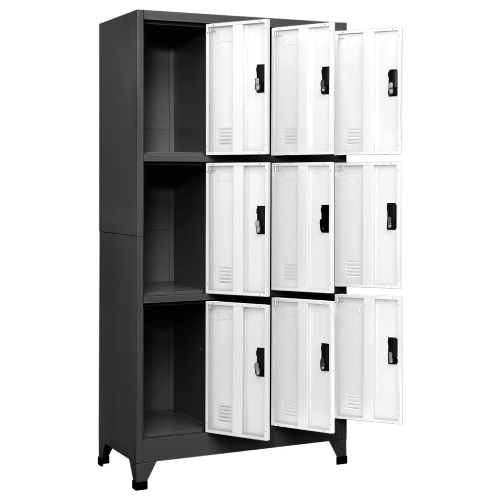 Armadio multiuso Armadio per corridoi Armadio da ingressoArmadietto con Serratura Antracite e Bianco 38x45x180cm Acciaio Adatto a soggiorno, ufficio