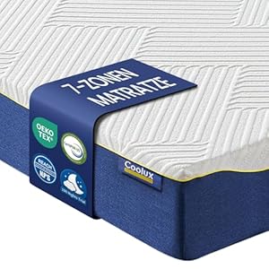 Coolux Sleep Schaum Matratze 90x200 cm Orthopädische 7-Zonen Kaltschaummatratze, Härtegrad 3 (H3), Öko-Tex Zertifiziert, Höhe 18 cm, 3-in-1 Ergonomische Rollmatratze