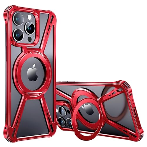 Coque iPhone 15 Pro Max MagSafe rouge béquille antichute légère