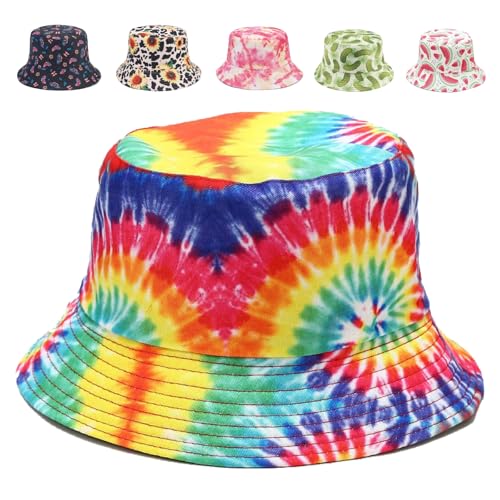 Image of Reversible Bucket Hat for Women Summer Travel Fisherman Cap, Girls Cute Double Side Wear Bucket Cap