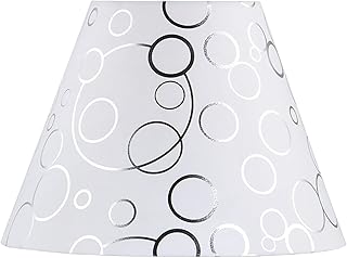 Aspen Creative 32638, Hardback White Spider Shade/Suede Fabric/Silver Circle Pattern, 6
