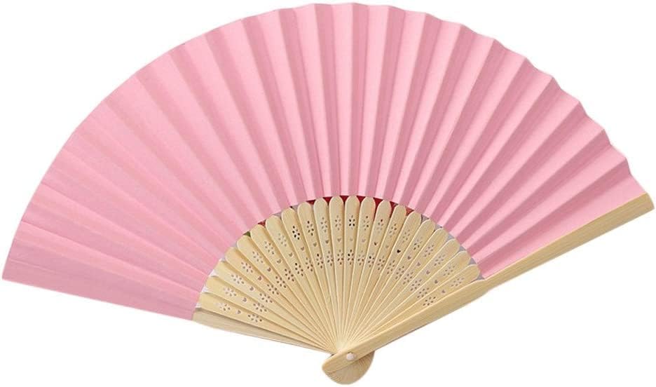 Éventail Pliable ZKSXOA - Satin Et Bambou - Accessoire Danse, Mariage, Déco Murale - Cadeau Élégant Femme - Blanc
